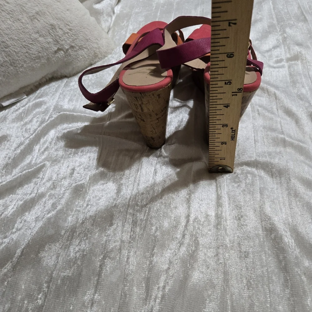 Stylish Pink and Orange Wedge Sandals By Report Size 7 1/2